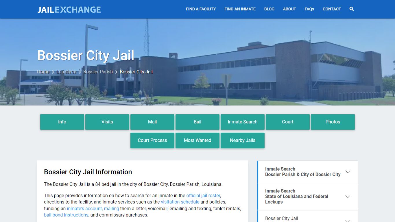 Bossier City Jail, LA Inmate Search, Information